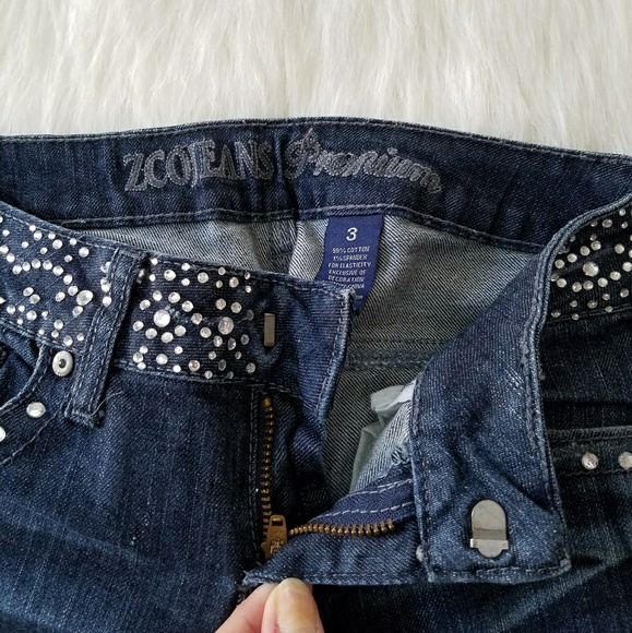 Skinny Dark Wash Ripped Jeans with Rhinestones - Picture 7 of 8